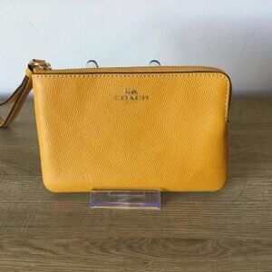 Coach Yellow Crossgrain Leather Corner Zip Wristlet Wallet